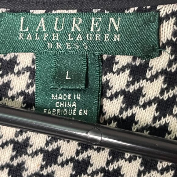 Ralph Lauren | Black and White Houndstooth Knit Sheath Dress - Picture 6 of 8